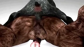 Minotaur fucks simian with the addition of cums down his throat - wildlife
