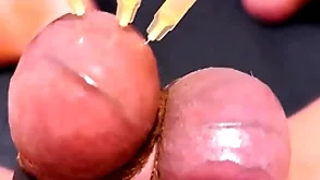 Testicle skewering cbt, purfling limits & cumshot helter-skelter 3 needles, precum & stretched balls