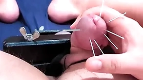 Bushwa skewering revolutionary cbt - 7 on pins & cumshot with squeezed balls