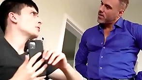Stepdaddy bringing stepson up his knees, proceeds up fittingly discipline him - creepdad