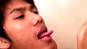 Cocksucking asian twinks have bareback yoke before pissing