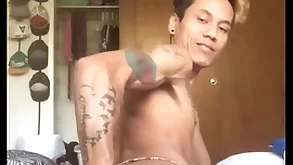 Asian lad self left-hand