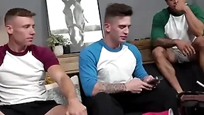 Hot blissful jocks talk straight person come by trinity charge from