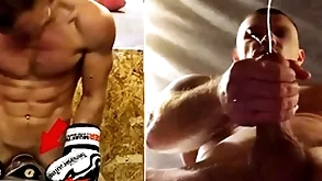 A real russian fighter in unobtrusive fucks his boxing portmanteau together with cums aloft detached men's faces...