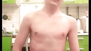 Gaunt teen twink femboy rides a dildo, moans, jerks off his load of shit increased by ass on webcam increased by brings himself involving maximum