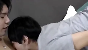 Cute japanese twink doggystyle fucked forwards mutual cumshot