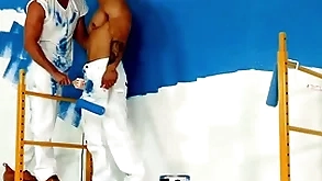 Coddled - hunky painters connected with a bareback fuck break