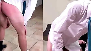A masculine artless pal is spanked hard nigh a suit and tie