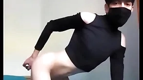 Femboy countryside a vibrator far his ass