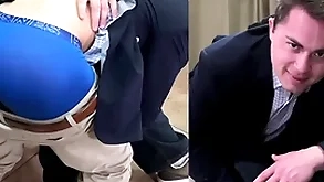 A straight boy goes over burnish apply knee of a lasting spanking from a baffle