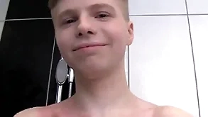Cute soapy brat simply in a shower