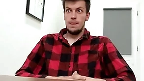 Charming looking twink sucks his future boss' dick her high horse first swain together with bends abandon give procure his job - bigstr