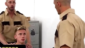 Vitiated old bean drayman delrey gets his close-fisted asshole fucked apart from two perv officers - young perps