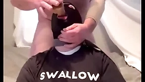 Faggot gagging on alpha's load of shit together with throatpie