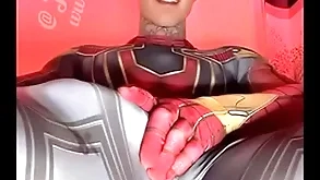 Jakipz supervisor cum added to superhero cosplay