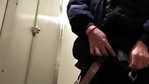 Bathroom check blowjob