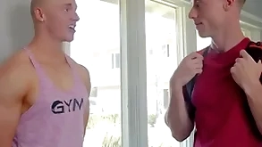 Hot gay step-brothers going to bed bareback