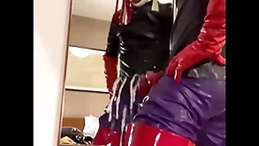 Cumshot near thorough rubber