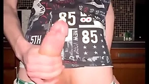 Twink pulls off his panties together with jerks off his huge 23 cm blarney