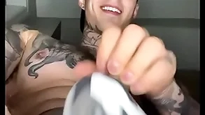 Jakipz in a jock tie in bringing off with his cave in and cumming