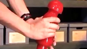 Irregular bdsm stud takes massive dildo