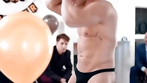 Undeceitful groom-to-be gets a coach surprise by his groomsmen! michael boston is fucked by male stripper lucca mazzi at near his bachelor party!