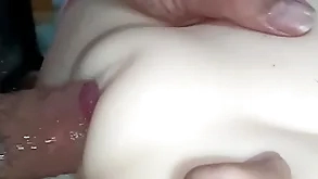 Gorgeous hairless pussy fucked and fucked close-up