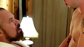 Gaycest - cute bald-pated boy barebacked by hung chap-fallen grampa-like dude