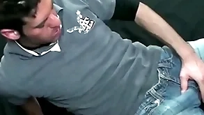 Young guy masturbating after some friar front