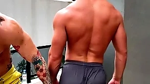 A shower after distance together with i submerge oneself my dick just about his asshole